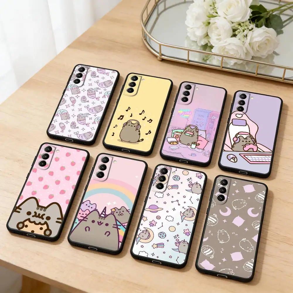 Cute C-Cat E-Pusheenes-S  Phone Case For Samsung S25,24,23,22,30,21,10,9,Ultra,Plus,Lite,FE,4,5 G Soft Black Case