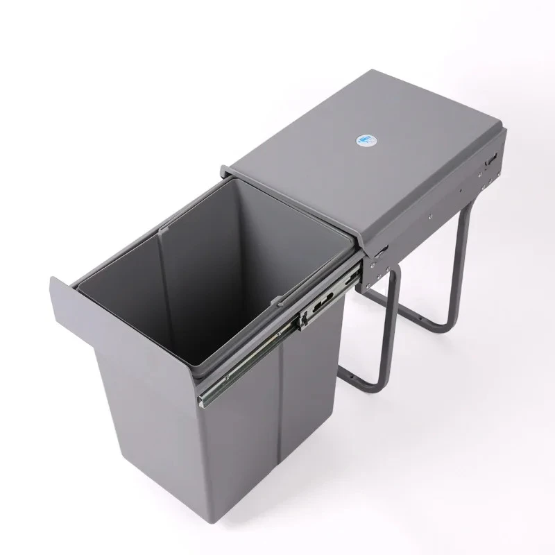 

Cabinet Recessed Trash Can Kitchen Hidden Single Bucket 1×20L Cleaning Tub Pull-out Retractable Rail with Lid