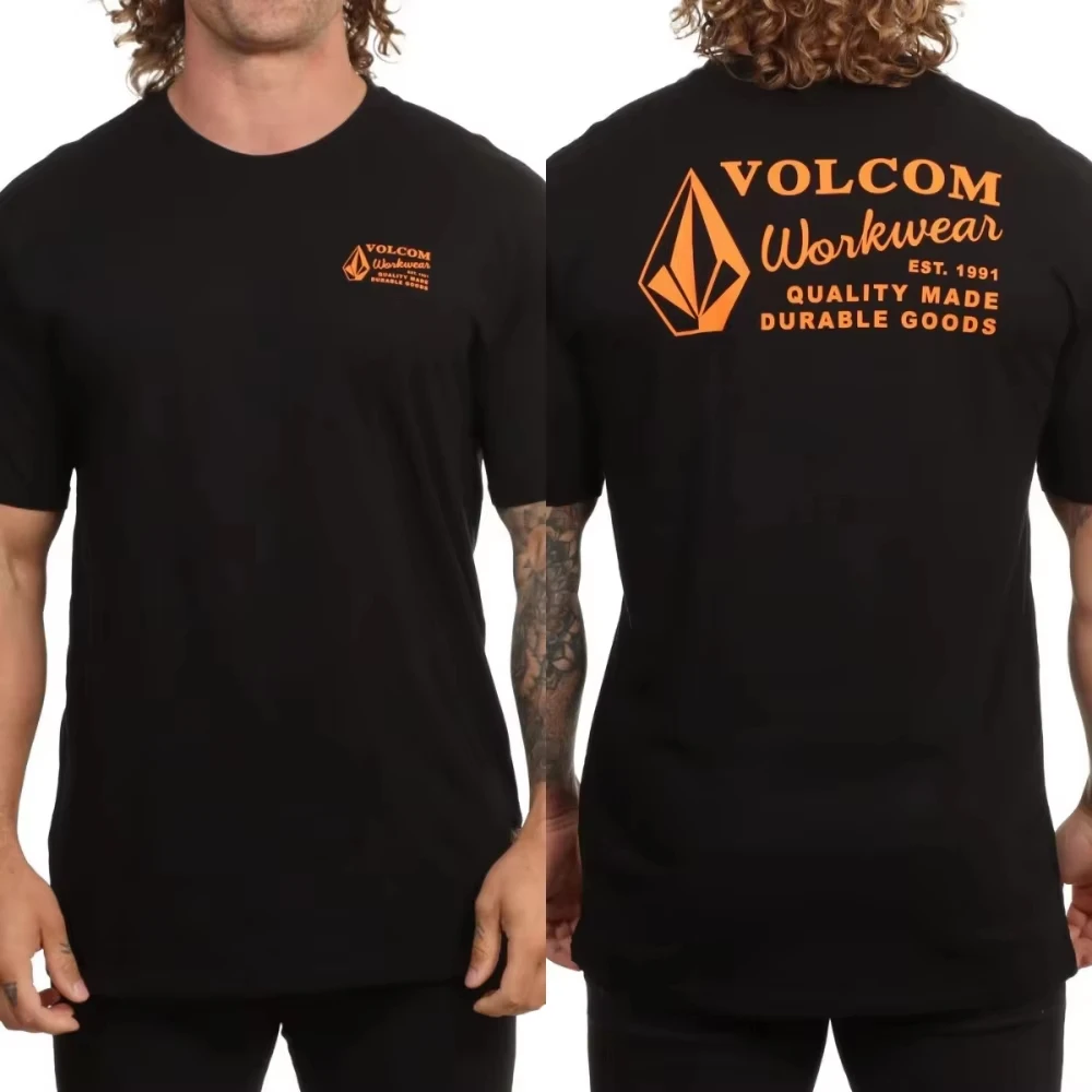 2026 Summer Workwear Style Diamond Logo T-shirt Adult And Kids Orange Geometric Emblem Front Back Print Short Sleeve Cotton Tee