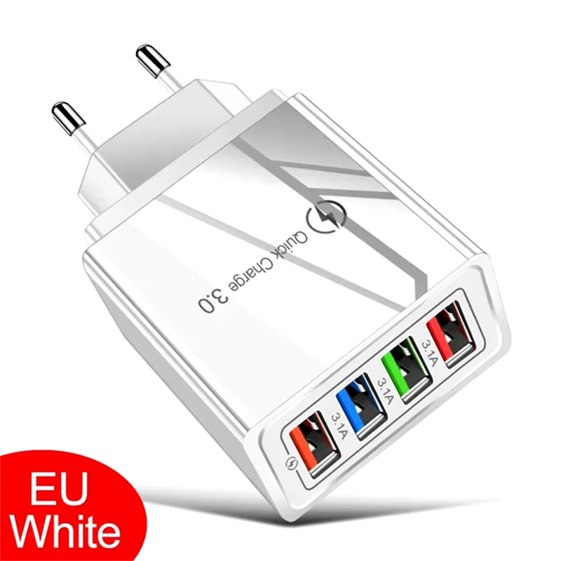3A Quick Charge 3.0 USB Charger 4 Ports USB Fast Charging Mobile Phone Charger Adapter EU/US Plug For iPhone Samsung Xiaomi POCO, image 7