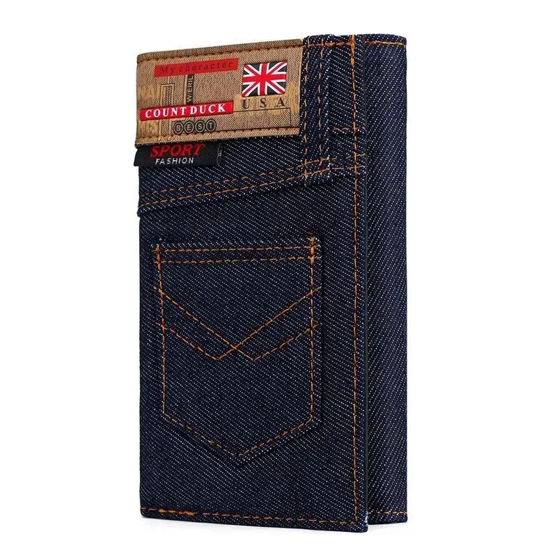 Vintage Men Wallet Coin Bag Long Style Purse Denim Cloth Wallets for Men Zipper Wallet High-capacity Luxury Clutch Bag Billetera