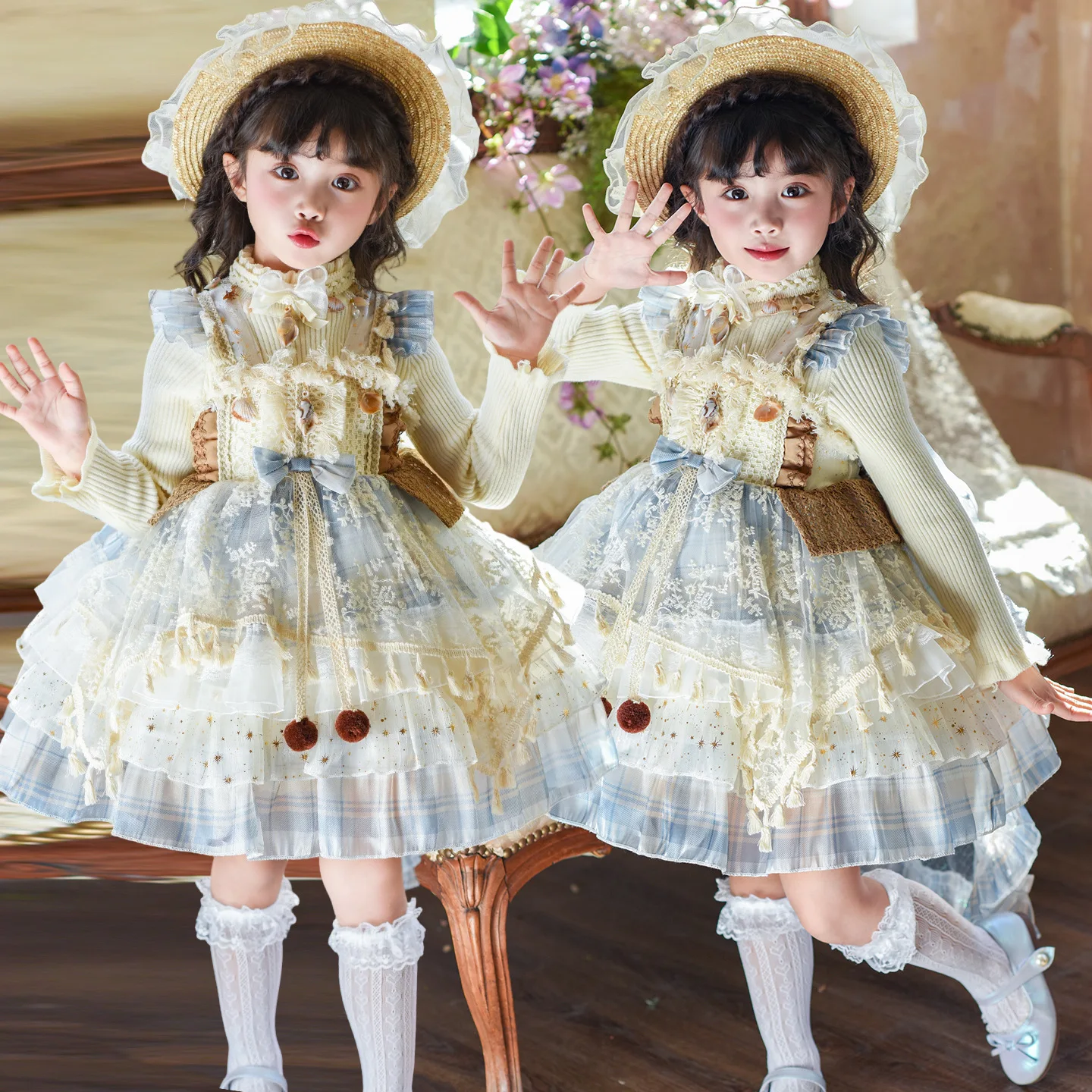 Party Dresses For Girls Spanish Lolita Fancy Princess Dress Girls Luxury Birthday Party Gown Elegant Wedding Bridesmaid Dress