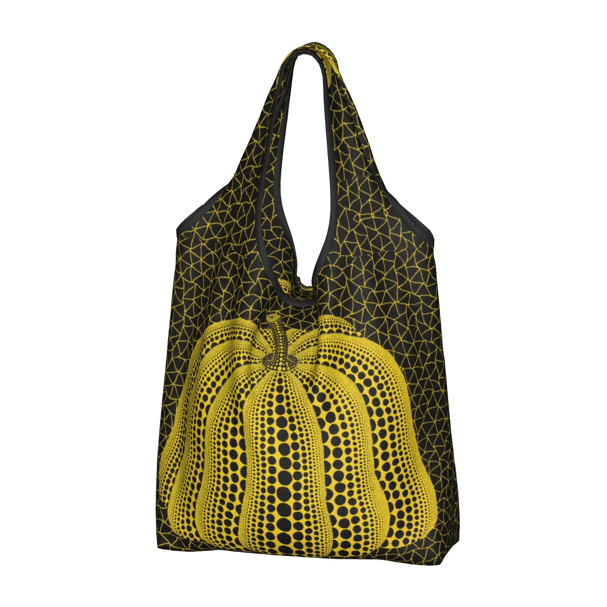 Yayoi Kusama Pumkin Grocery Tote Shopping Bag Women Funny Abstract Painting Shopper Shoulder Bag Large Capacity Handbags