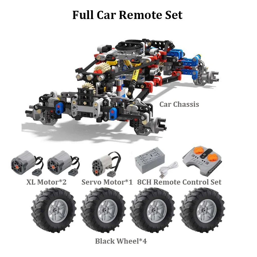 4WD MOC Building Block Off Road Truck Chassis Technical RC Power Functions Kit Electric Motor Remote Control Toy for Legoeds view 5
