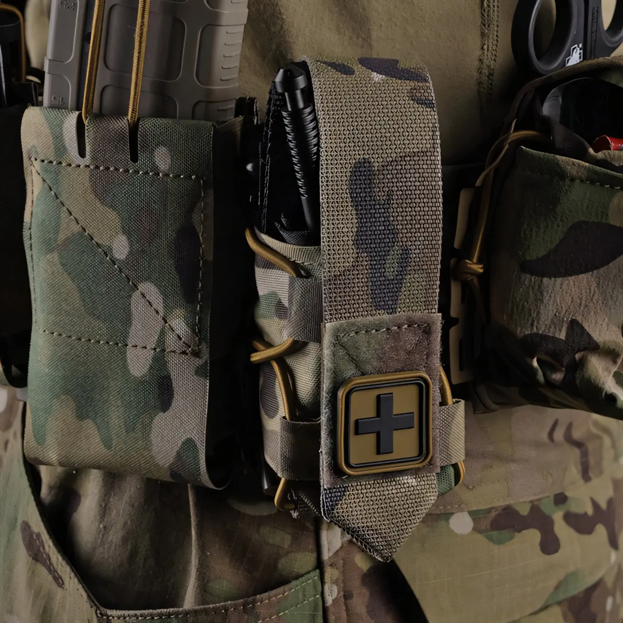 Wosport Tourniquet Pouch MOLLE Medical Bag Removable Flap Quick Pull Elastic Cord Vertical Storage for Airsoft Outdoor Use