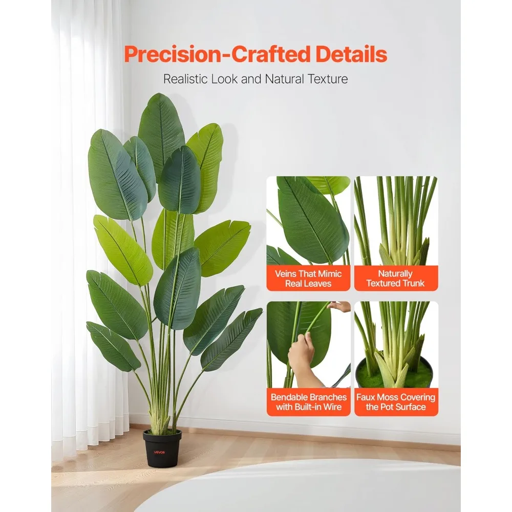 نبات طائر الجنة الاصطناعي بطول 6 أقدام، شجرة حرير واقعية مع وعاء لديكور المنزل والمكتب في الأماكن المغلقة والخارجية