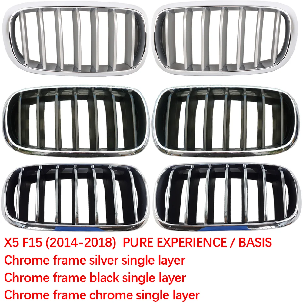 

1pcs For BMW X5 F15 2014 2015 2016 2017 2018 car Chrome style Black Racing grille Front bumper grills kidney grills Accessories