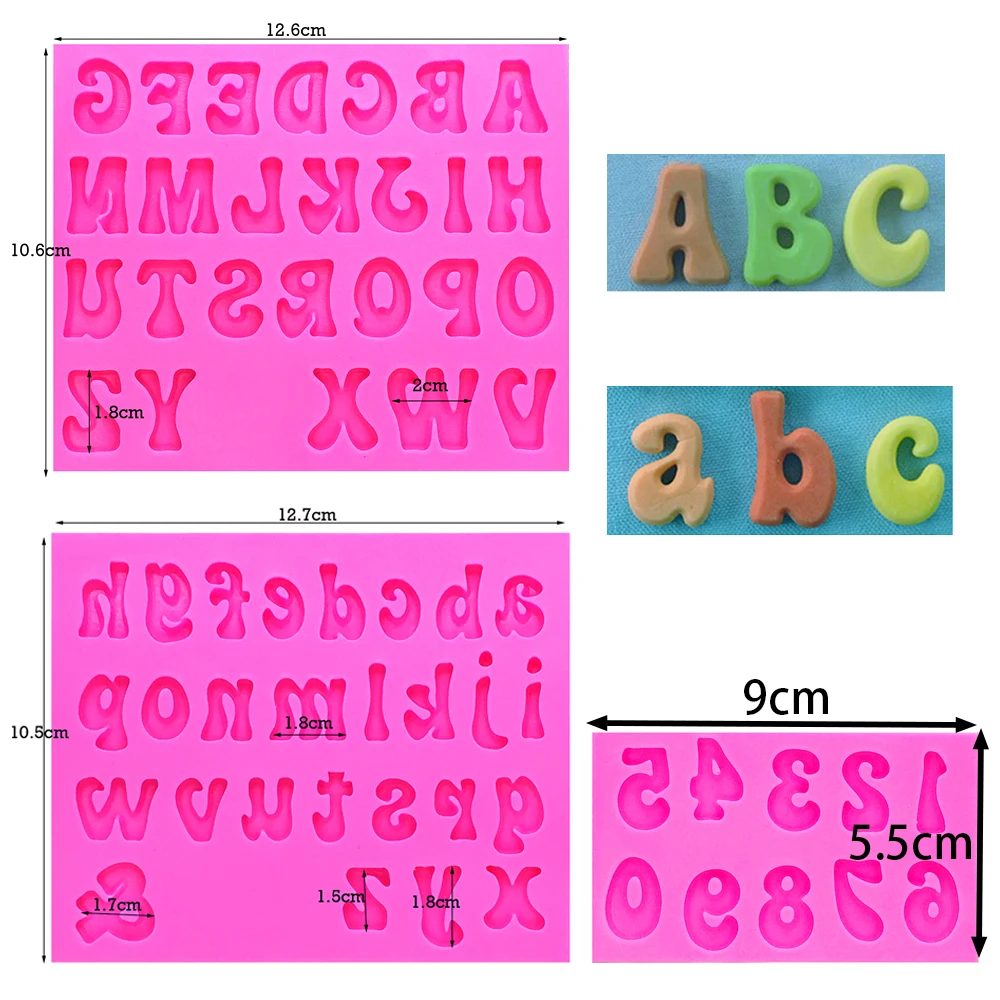 Set 26 Letters Alphabet Silicone Molds Upper and lowercase Alphabet letter Number Chocolate Mold