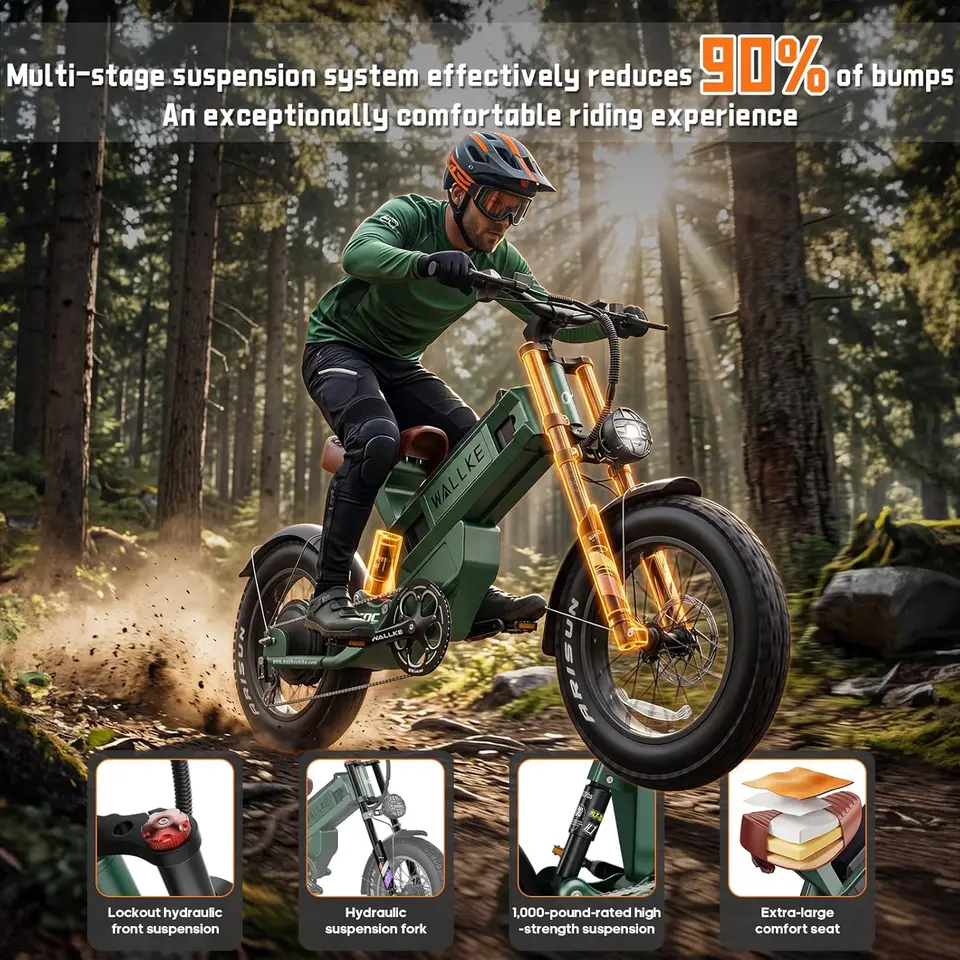 R60C 4000W Long Range Electric Bike for Adults, Fat Tire All Terrain Ebike with Full Suspension & Torque Sensor, Up to180 image 7