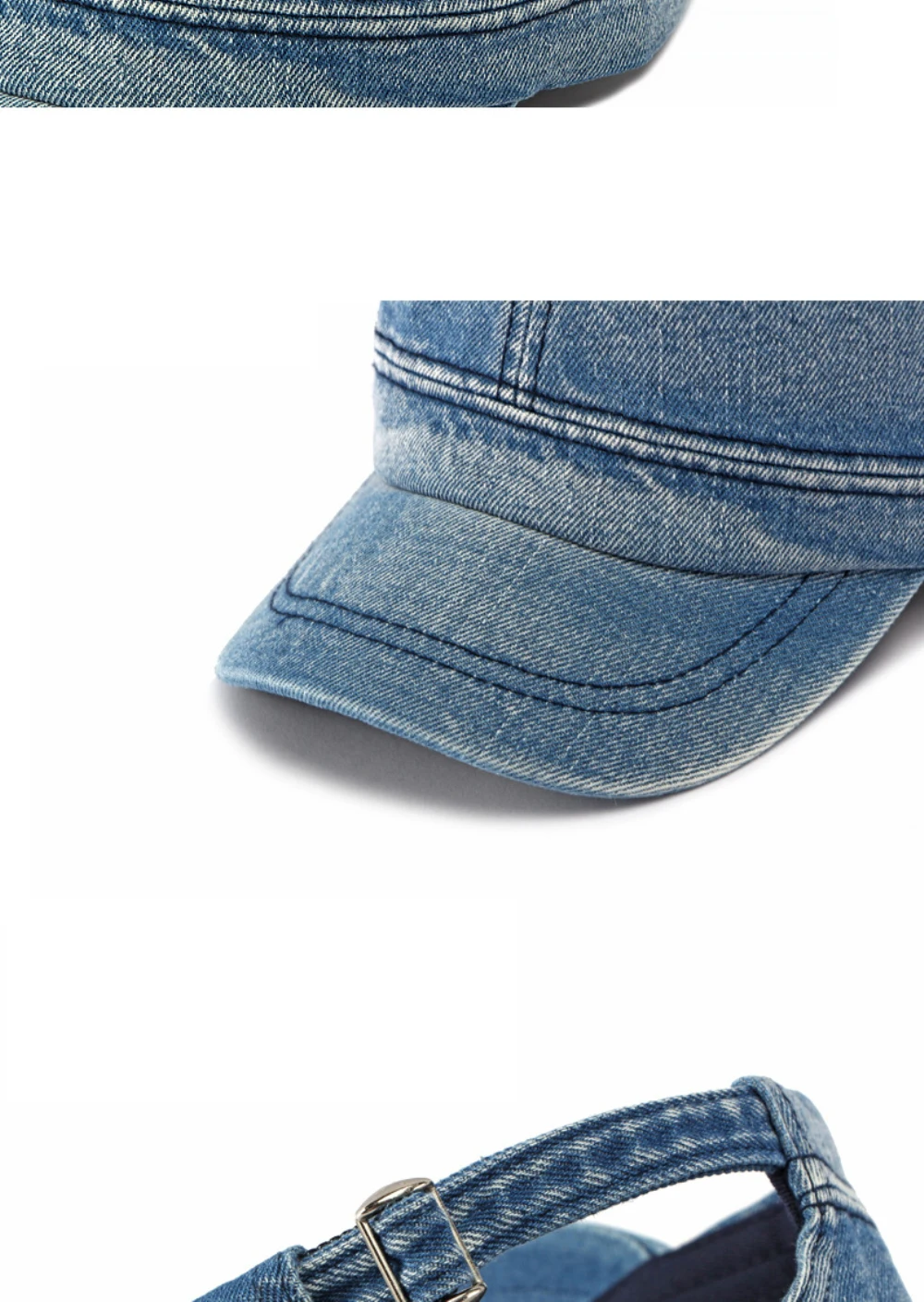 HT5131 Frühling Sommer Herbst Denim Caps für Herren und Damen 100% Baumwolle Flat-Top Baseballkappe 2026 Neue Verstellbare Denim Snapback Kappe – Detail 4