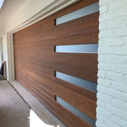 

High Quality Wooden Combination Garage Door Waterproof Wood And Glass Garage Door