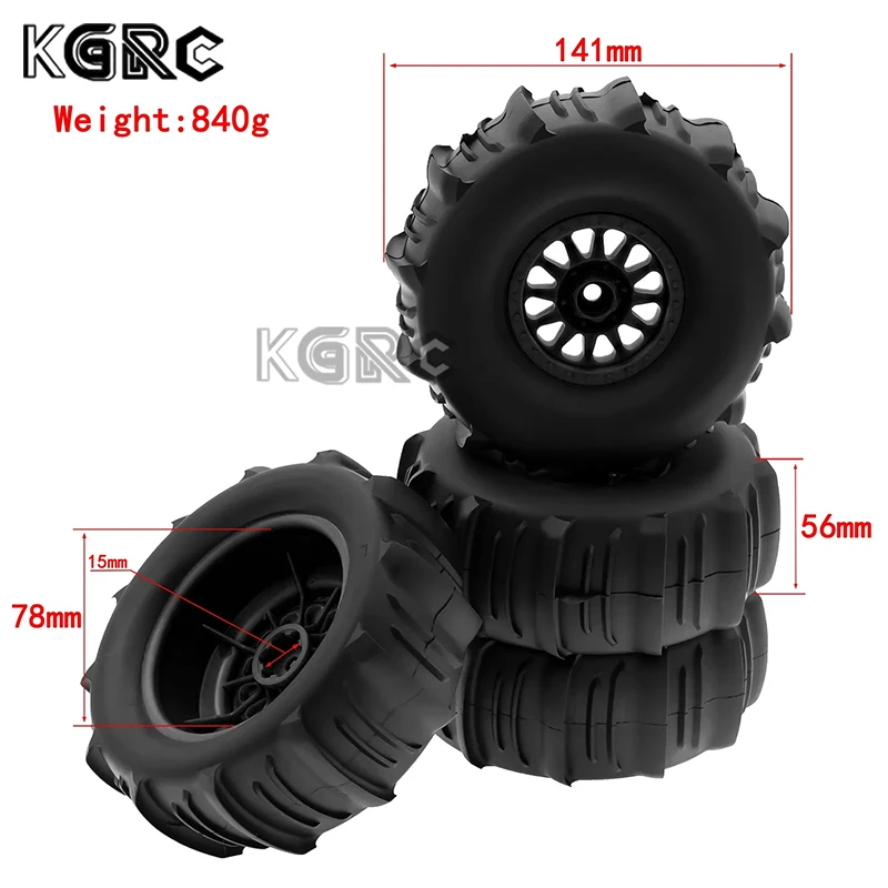 4 Pcs Remote Control Car Tire 138Mm 17Mm Wheel Hex Replacement For ARRMA Mojave TRAXS UDR F S Yikong DF7 1/7 Remote control Car