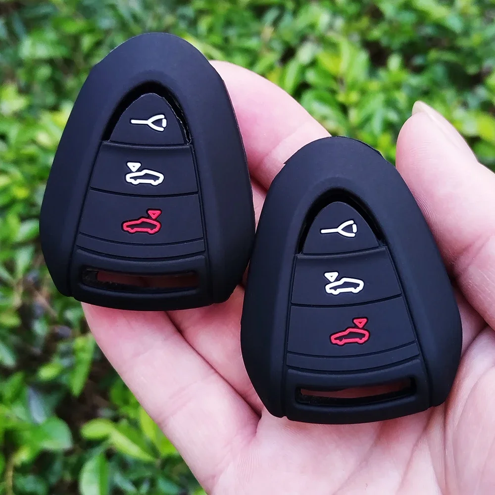 New Silica Gel Key Cover For Porsche 911 997 Boxster 987 Cayman Parts Key Car Remote 3 Button Accessories Fob Shell