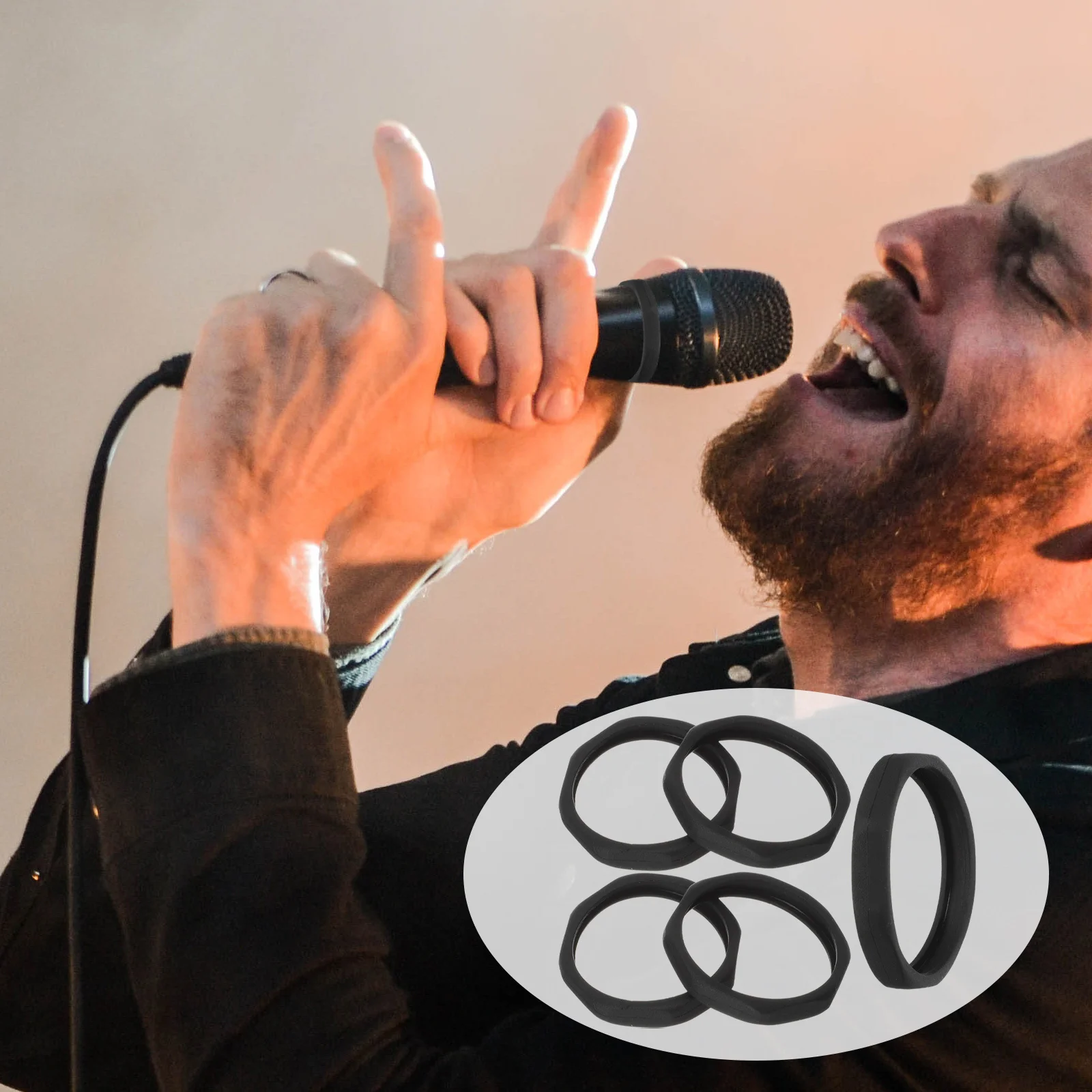 

5Pcs Microphone Anti-Rolling Protection Rings Plastic Non-Slip Mic Holder for Wireless Mic Stage Party Conference Accessory
