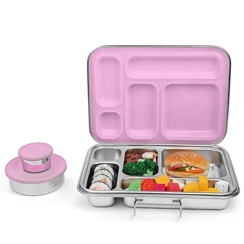 5 Compartment Lunch Box Sealed Leakproof High Capacity Food Container Stainless Steel Bento Lunch Box