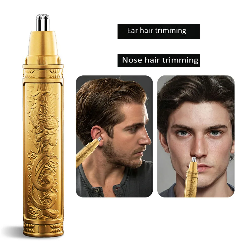 1Pcs Golden Dragon And Phoenix Electric Nose Hair Trimmer Clear Nostrils Small And Convenient Washing Unisex Nose Hair Remover