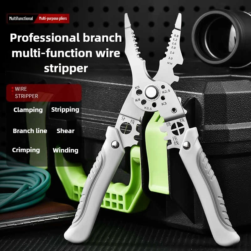 Multi Tool Pliers for Wire Stripping and Crimping, Professional Electrician Tools Kit with Wire Cutter and Cable Stripper for