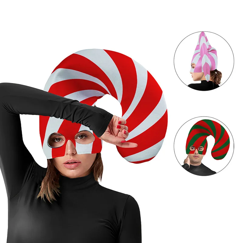 

Adult Candy Cane Hat Holiday Costume Women Colorful Candys Striped Xmas Party Accessories Men Santa Elf Hats Christmas Props
