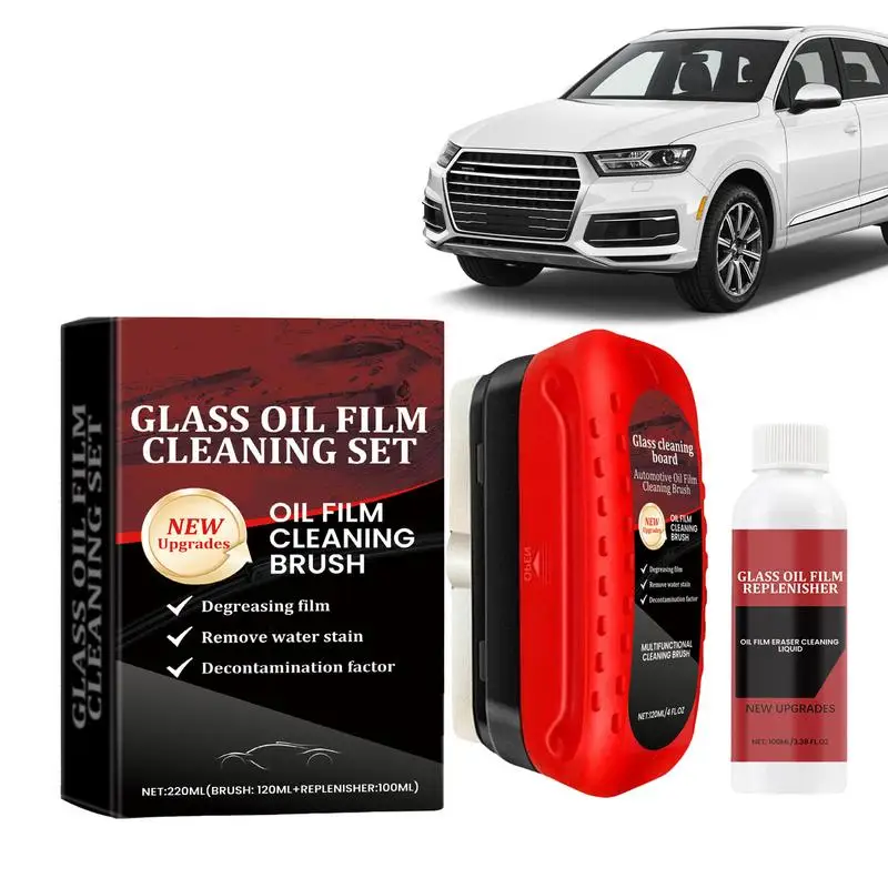 

Car Glass Oil Film Cleaner Car Oil Film Cleaning Brush With Liquid Prevents Rain And Fog Cleaning Glass Brush Windshield