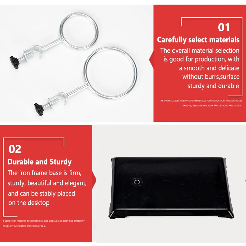 Laboratory Stands Support Set Steel Lab Stand Set with Cast Iron Base Rod 16" L with Burette Clamp and Flask Ring Clamps