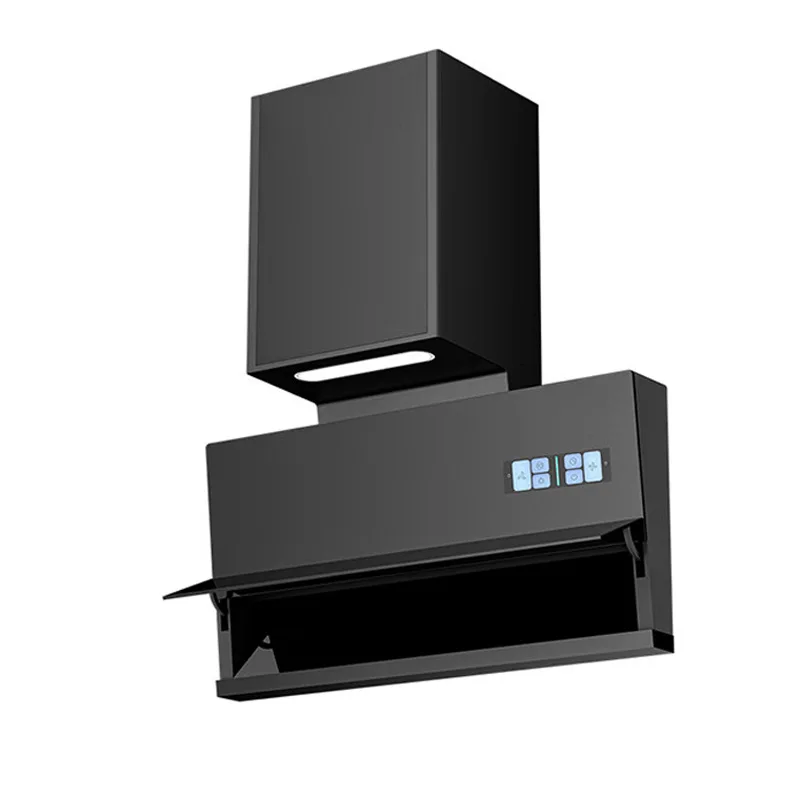 

7-Shaped Range Hood Smart Voice & Wave Control High Power Suction Power Top+Side Dual Vent for Home Kitchen