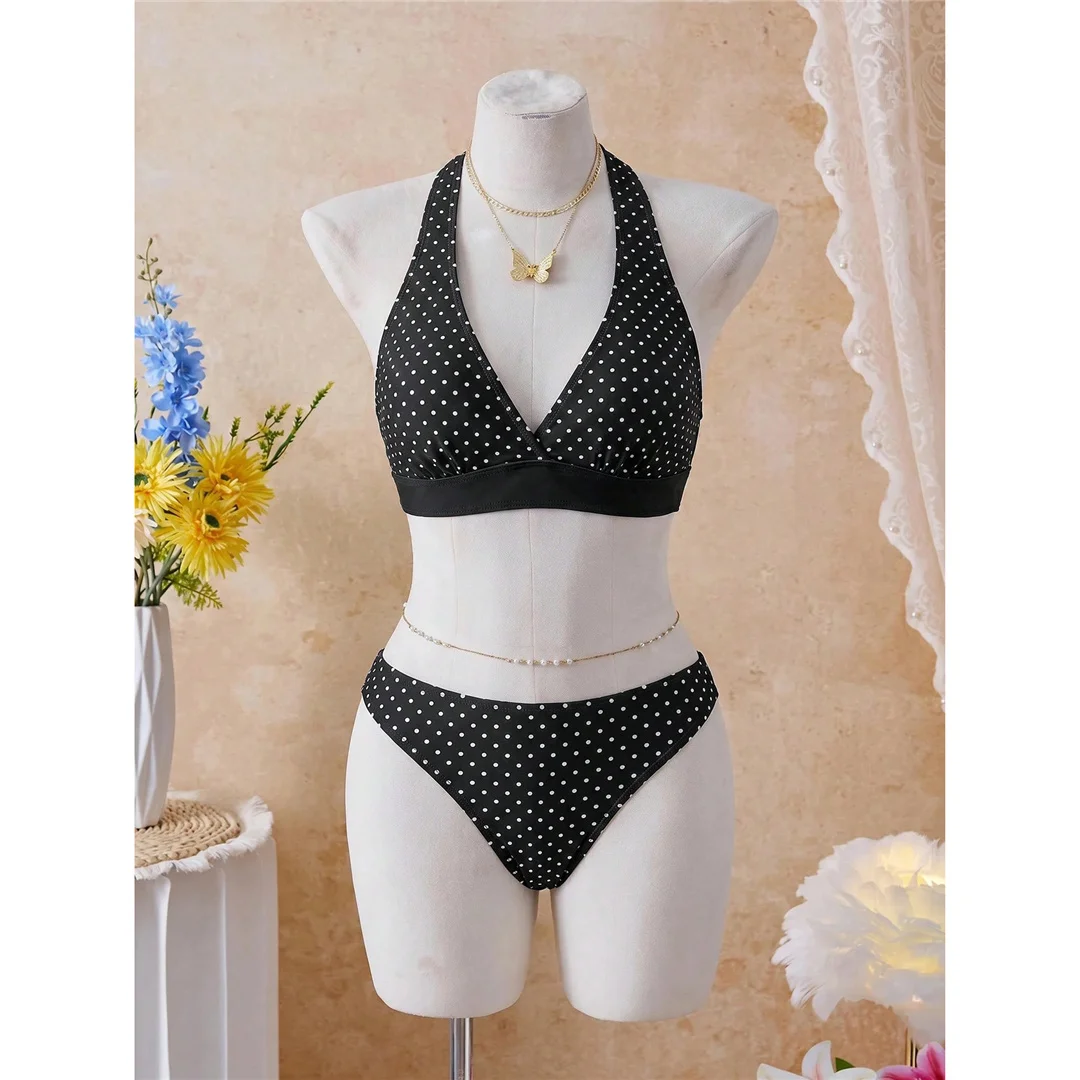 S - XL Mit Rock, Polka-Dot-Blumen-Bikini, Damen-Badebekleidung, dreiteiliges Bikini-Set, Badeanzug, Badebekleidung, Schwimmbekleidung V8518 – Detail 10
