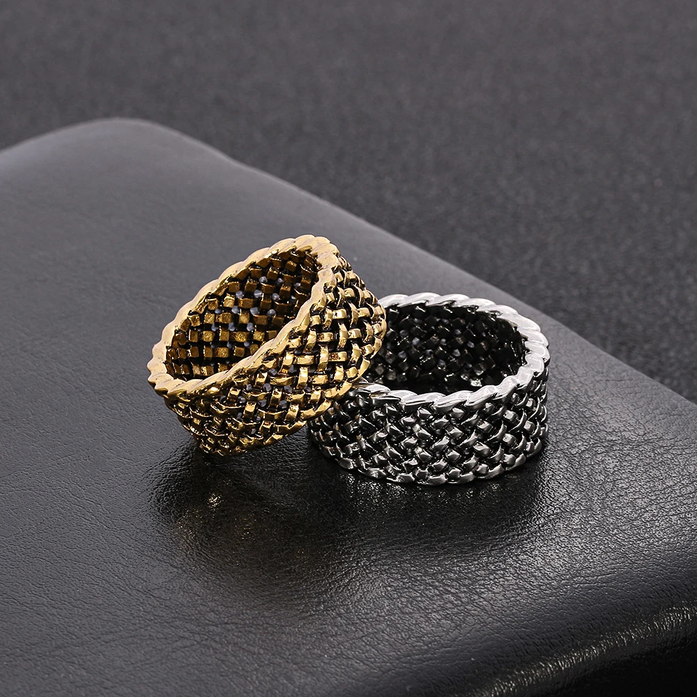 Vintage Punk Braided Twist Rings Creative Infinite Interweaving Male Rock Ring Ancient Golden Party Jewelry Gift For Friends