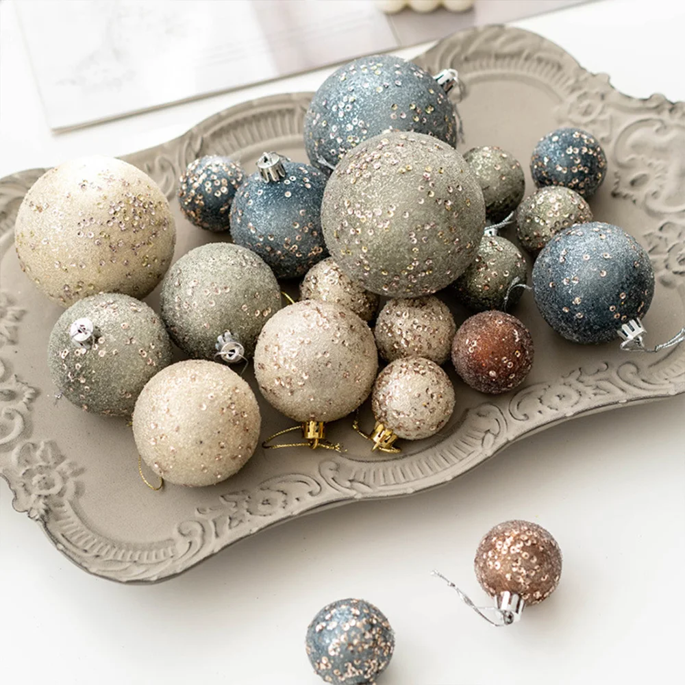 Christmas Tree Pendant Ornaments Gray Matte Colored Painted Shatterproof Balls Xmas Tree Decor 3/6/12Pcs Plastic Party Supplies