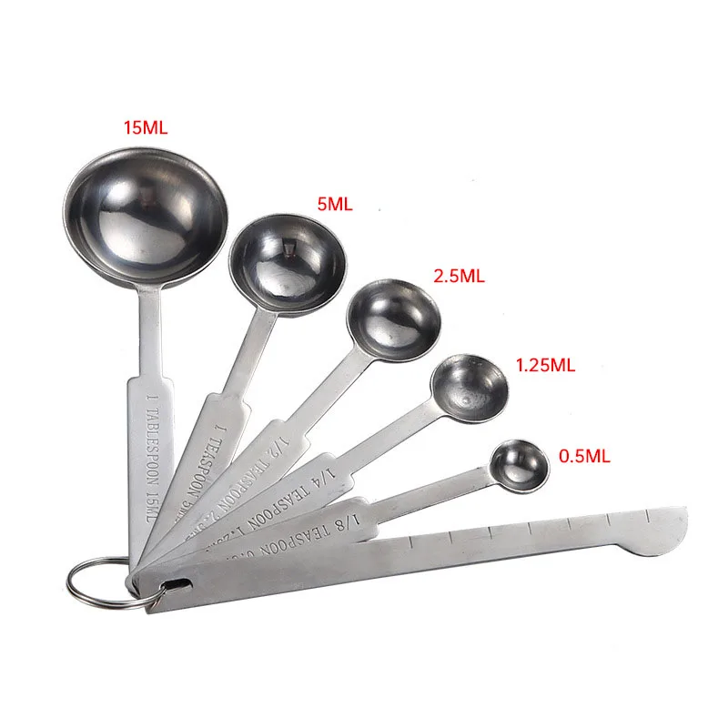 Six-piece stackable stainless steel measuring cups and spoons set