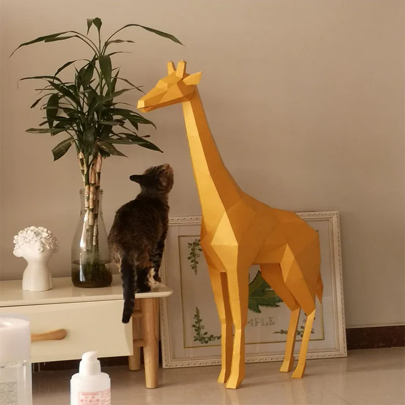 1m Giraffe Large Animal Paper Model Sculpture Home Decor Office Store Decoration Handmade Origami 3D Papercraft Toys