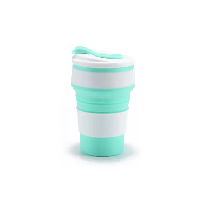 12 oz wieder verwendbare Silikon-Falt becher mit Deckel für Camping 350ml 500ml tragbare Klapp kaffeetassen für Reisen