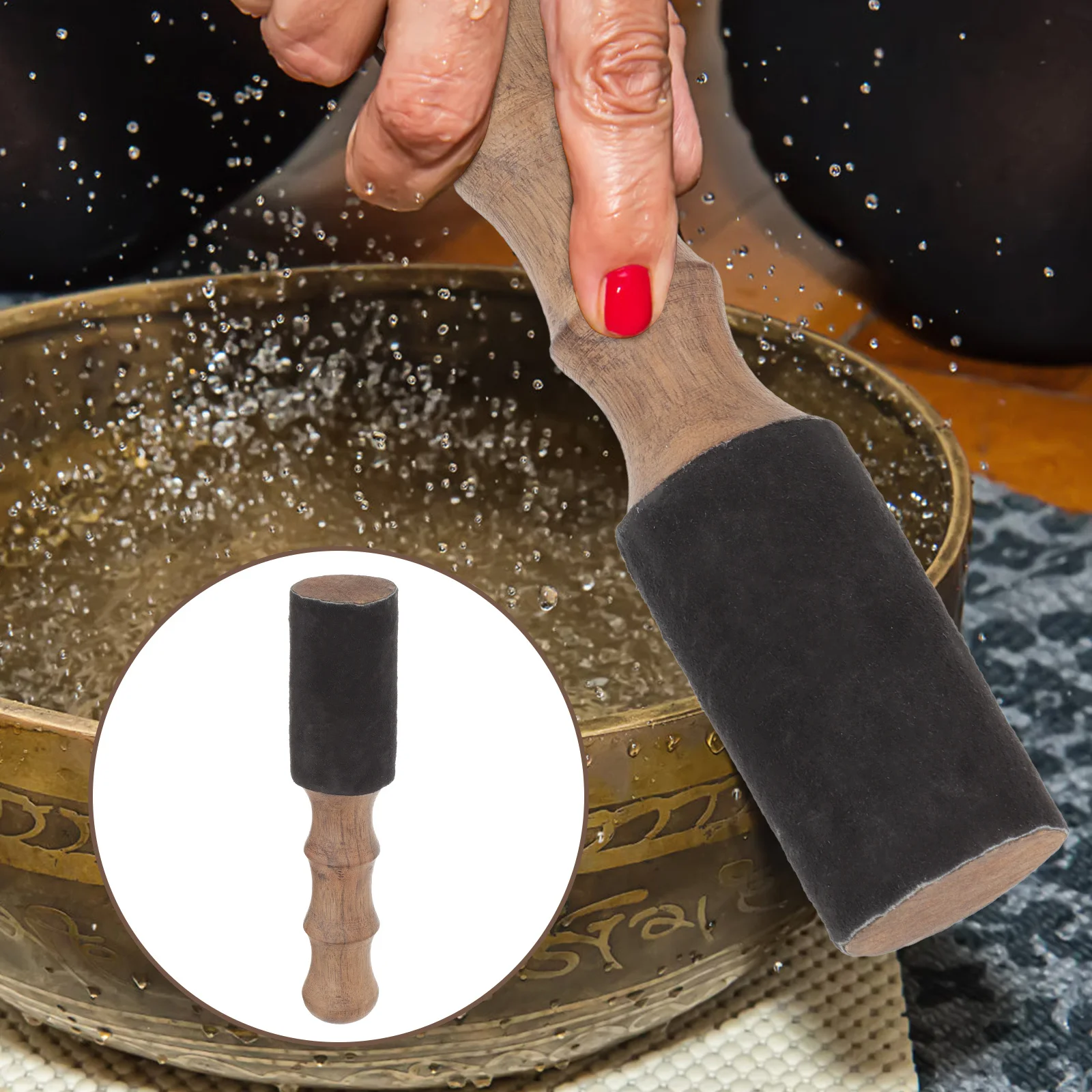 

Tibetan Singing Bowl Wooden Mallet Lightweight Portable Meditation Sound Bowl Striker Accessory Knocking Rod Wooden Mallet