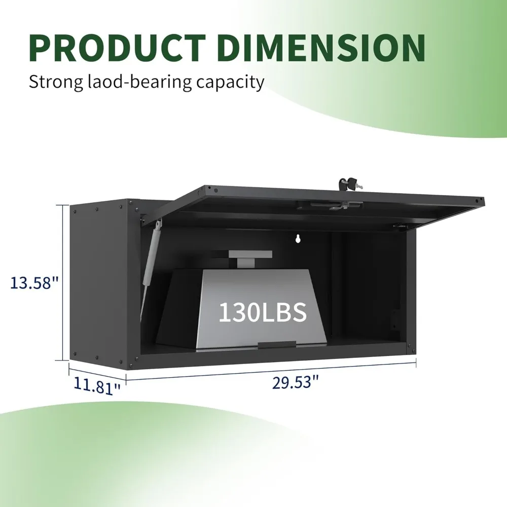 Estantes ajustables Sistema de almacenamiento de garaje: gabinetes de herramientas de metal con rodamiento de pared y bloqueo con puertas para una última organización