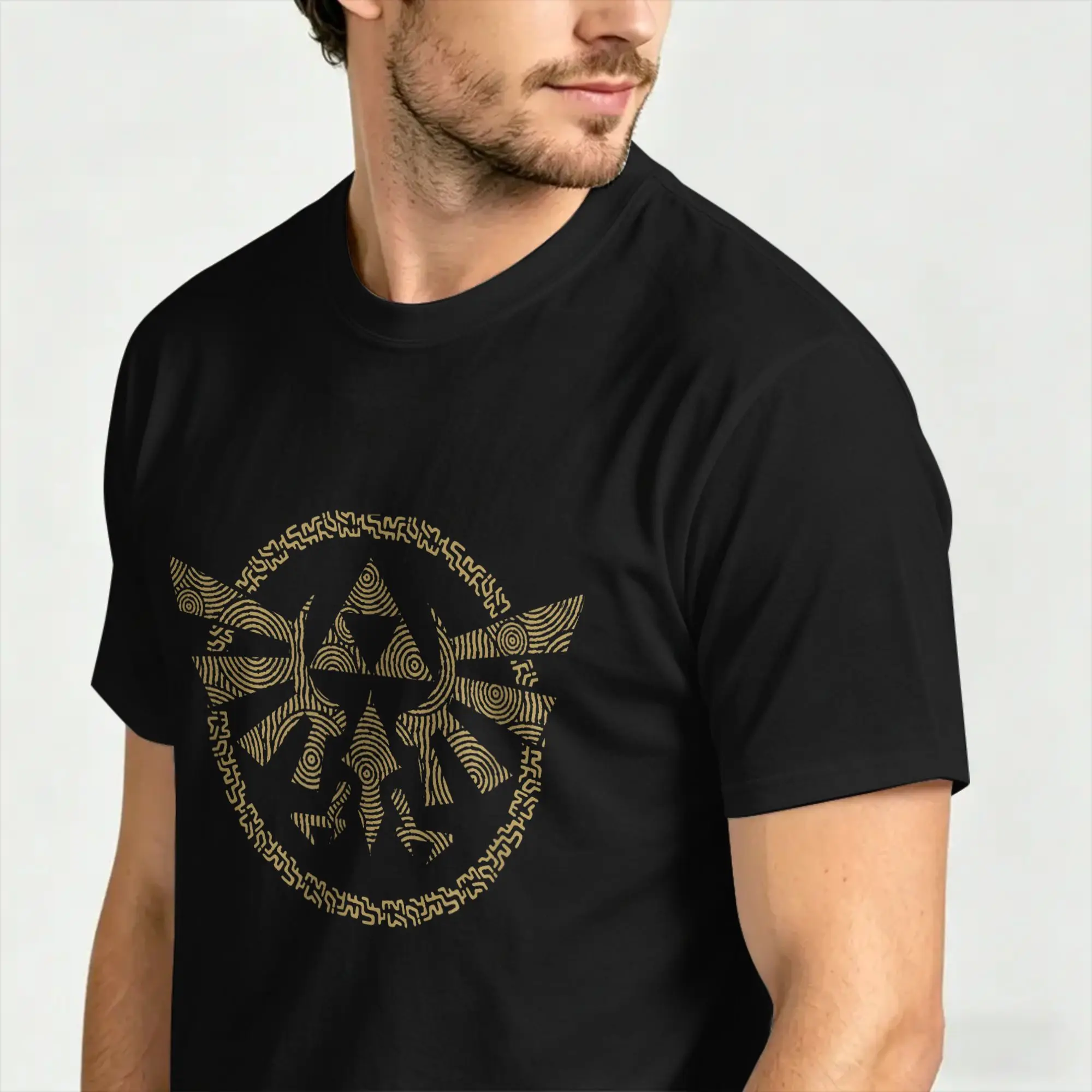The Legend of Zelda Tears Of The Kingdom Hyrule Badge Baumwoll-T-Shirt für Herren, Sommermode-T-Shirt, Übergrößen-Design-Tops – Detail 3