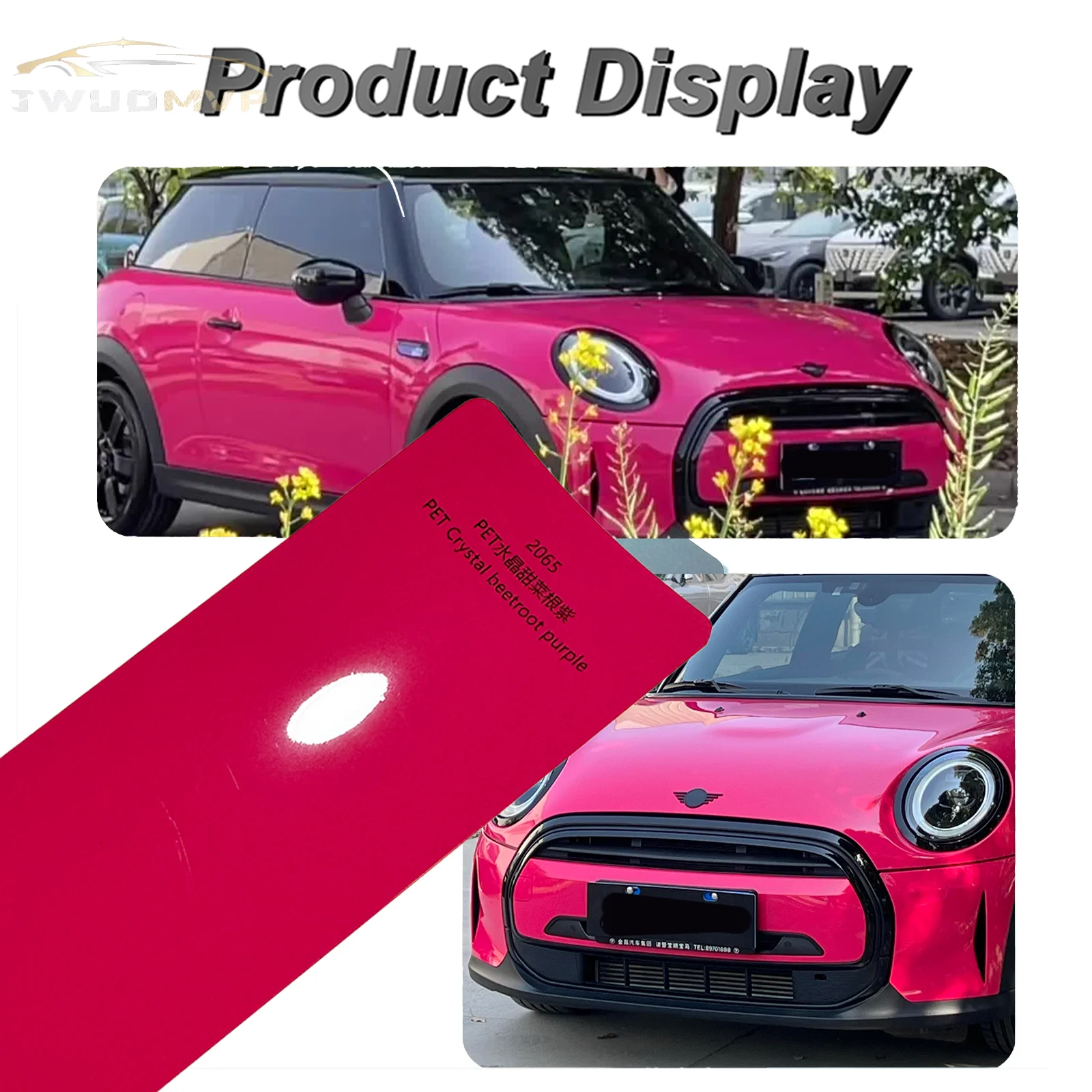 

1.52*16m/lot PET Crystal beetroot purple Car Paint Color-Changing PPF Vinyl Sticker Wrap PET Pearl Car Body Film