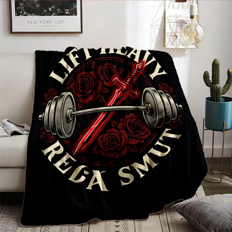 Lift Heavy Read Smut Comfort Flannel Blanket, Funny Gym Book Lover Flannel Throw, Romance Reader Workout Cozy Blanket