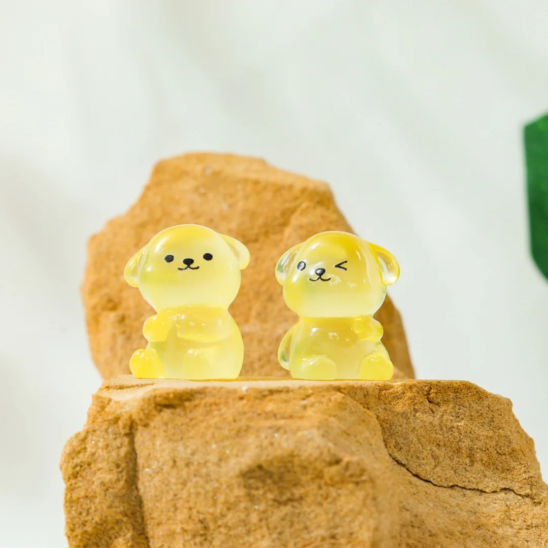 10 szt. Świecące w ciemności urocze figurki szczeniąt z żywicy, dekoracje na biurko, ozdoby, akcesoria do samodzielnego wykonania spinek do włosów, breloczków, zabawek