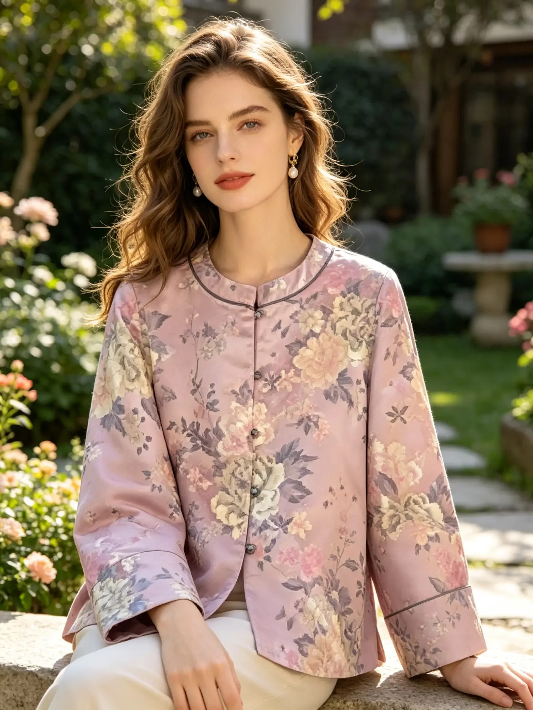 Women New Chinese Style Outerwear, Youthful Embroidery Improved Tang Suit Jacket, Trendy Song Brocade Modified Hanfu Blouse