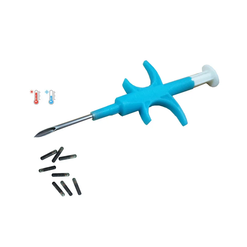 1.4x8mm thermo microchip with syringe RFID 134.2Khz ICAR FDX-B standard for pet animal ID and health monitoring simultaneously