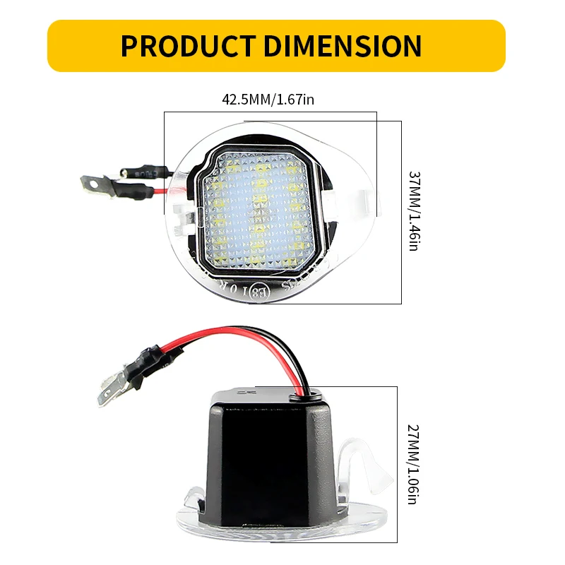 2PCS LED Side Mirror Lights Canbus ​For Jeep Grand Cherokee 2014 2015 2016 2017-2020 White Under Puddle Lamps Car Accessories