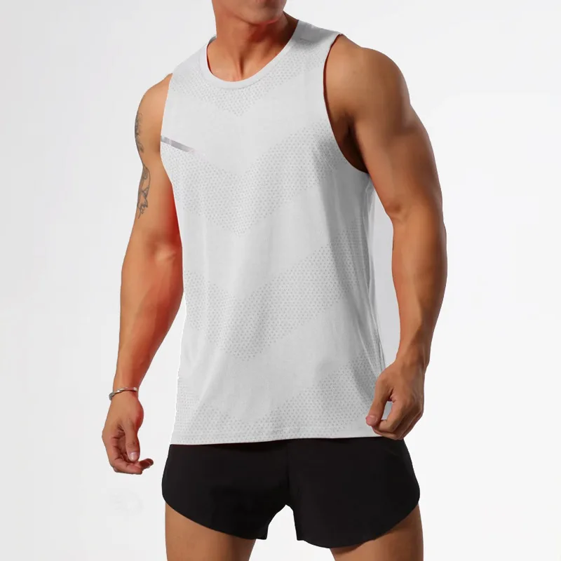 Summer Ice Silk Mesh High-Stretch Slim Sleeveless Tank Top Men's Fitness Cooling Casual Top
