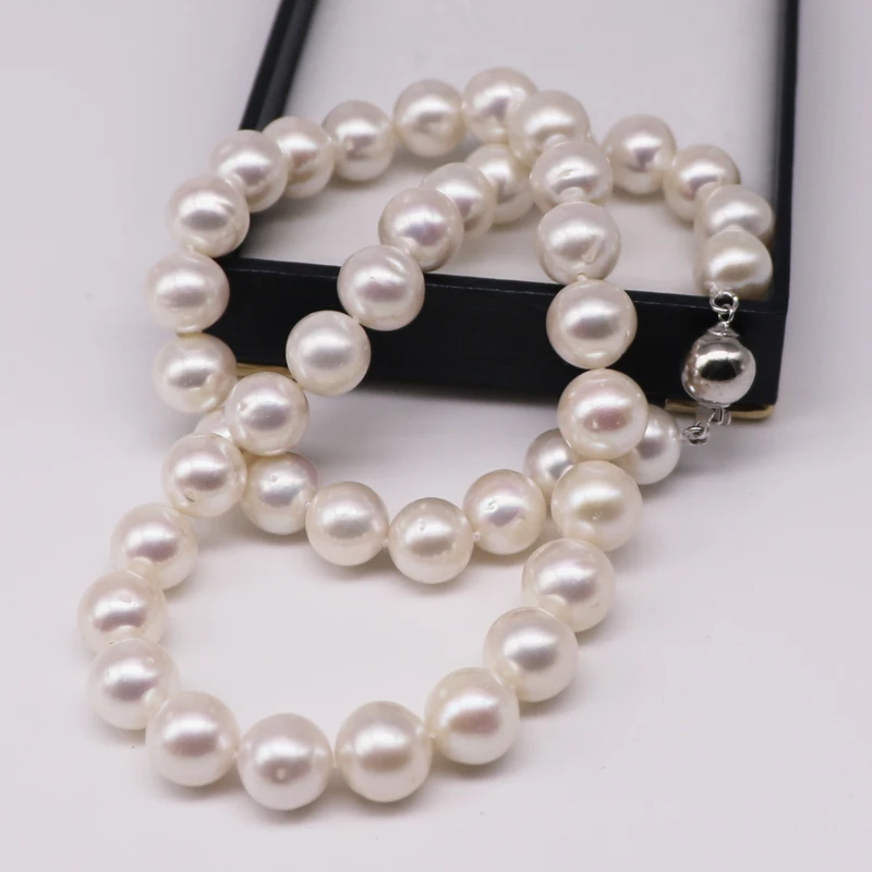 

HOOZZP Big Pearl Necklace For Women Natural Freshwater Cultured Large Bead In White High Quality Real 925 Silver 10-11mm