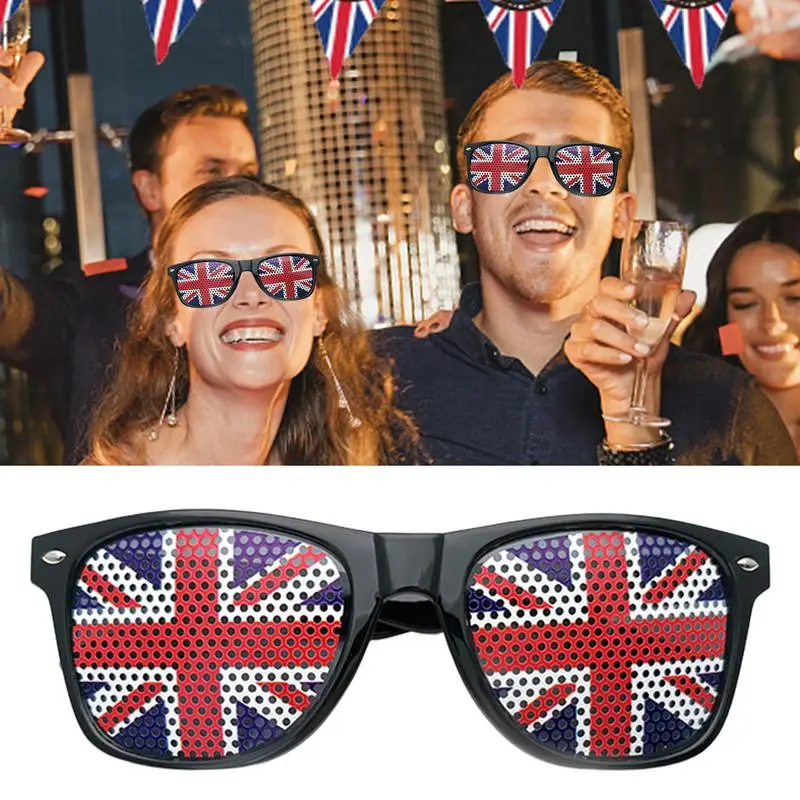 Union Jack Sunglasses UV400 Funny Photo Booth Prop British National Holiday Decorations Patriotic Party Supplies for Man Woman