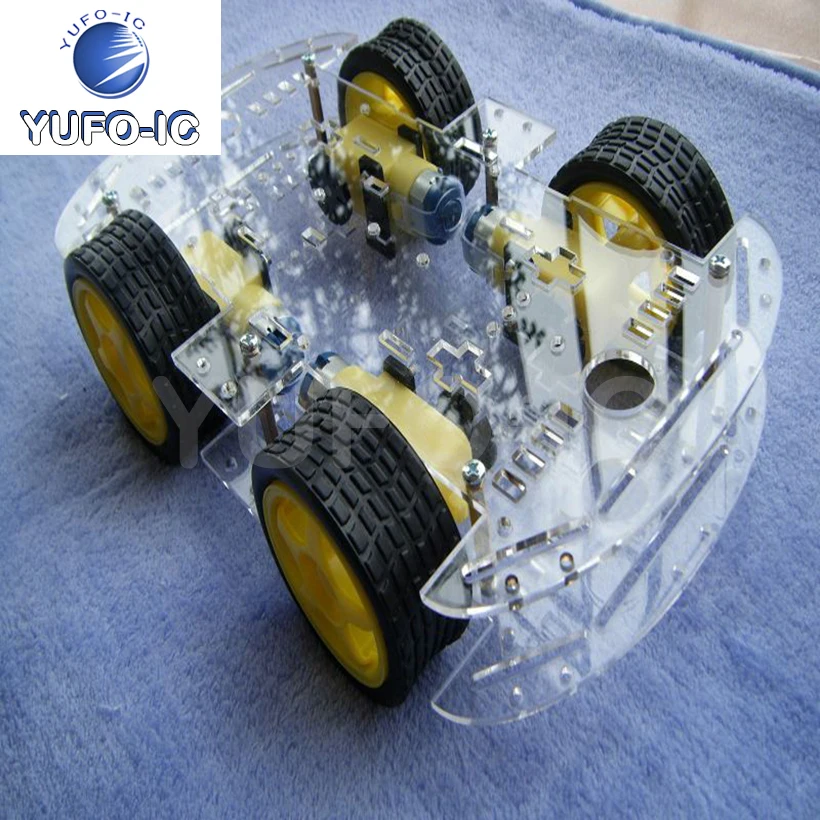 

Free Ship 2pcs Smart Car Chassis 4WD 4-Wheel Driving Force Full Magnetic Motor With Velocity Detecting X-1