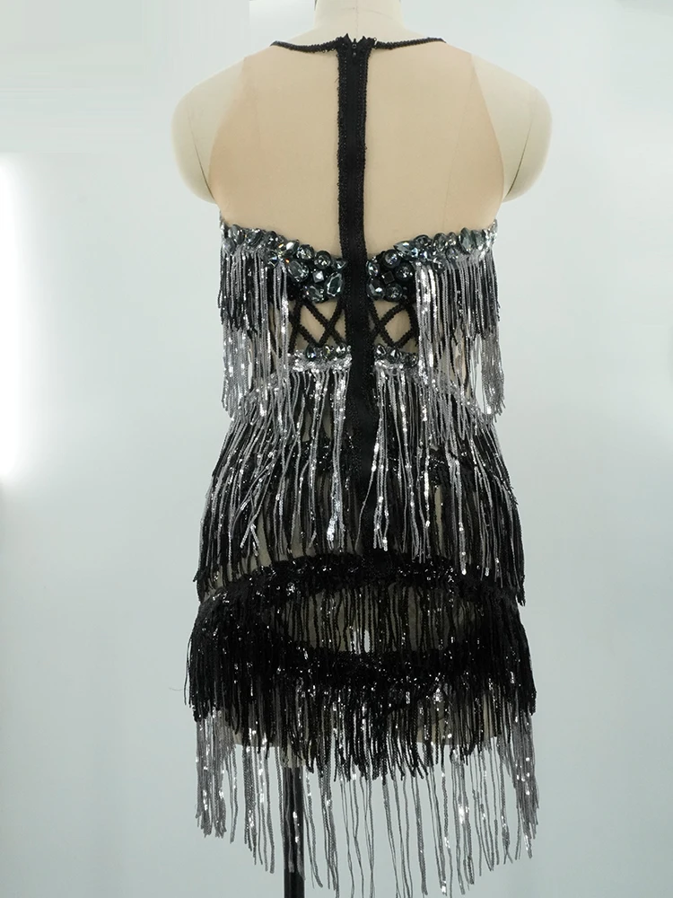 Gogo Sexy strass con frange Body da donna Crystal Party Ballerino Costume Stage Troupe Cantante Festival Outfit Clubwear Abbigliamento