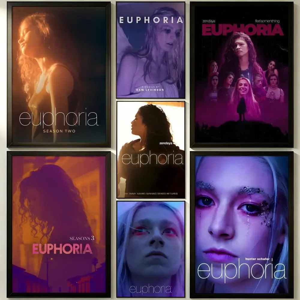 Euphoria Trendy TV Series Drama Self-Adhesive Poster Peel and Stick Waterproof Removable HD Print for Living Room Bedroom Decor