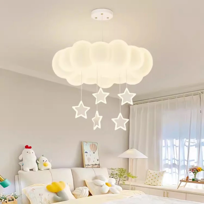 Modern Children\'s Room Chandeliers Romantic Cloud Lamps LED Minimalist Warm Boy Girl Bedroom Decor Chandelier Indoor Lighting