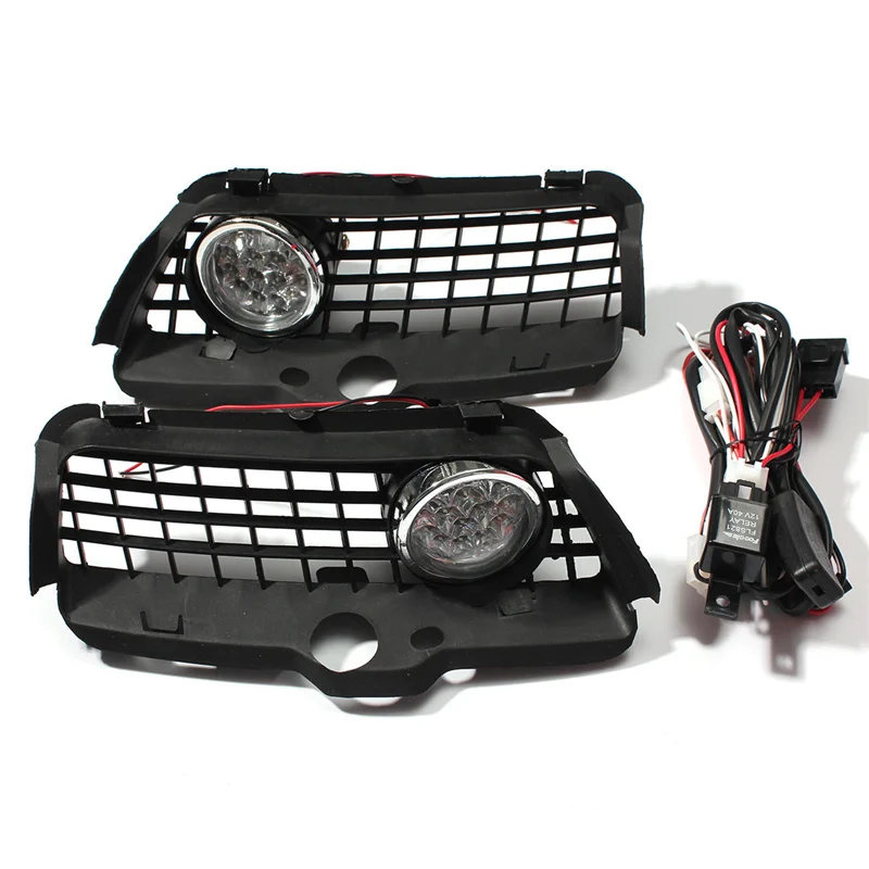 

NEW-1Pair Car Front Bumper LED Fog Lamp Grille Cover For VW Golf Jetta MK3 Cabrio 1993-1998 White Drl Driving LED Fog Light Part