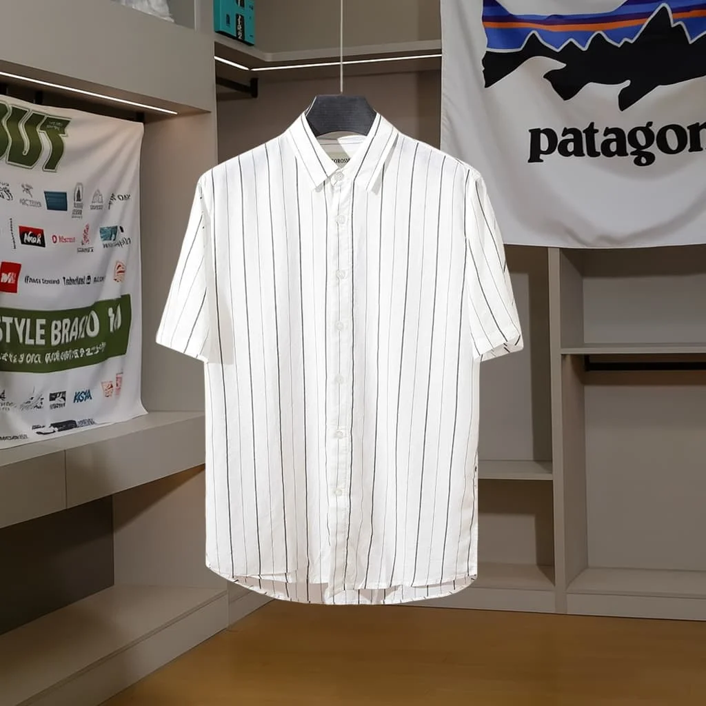 

Italian Luxury Lightweight Linen Summer Breathable Stripe ort Sve Men's irt Loose Fit Comfortable Cool Feeling