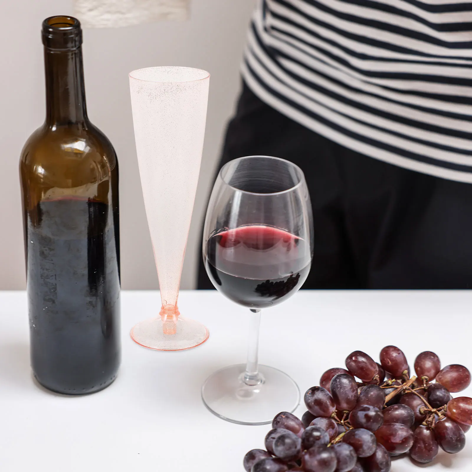 

10 Pcs Disposable Glasses Flutes Plastic Goblets Material Clear Elegant For Party Banquet Bar